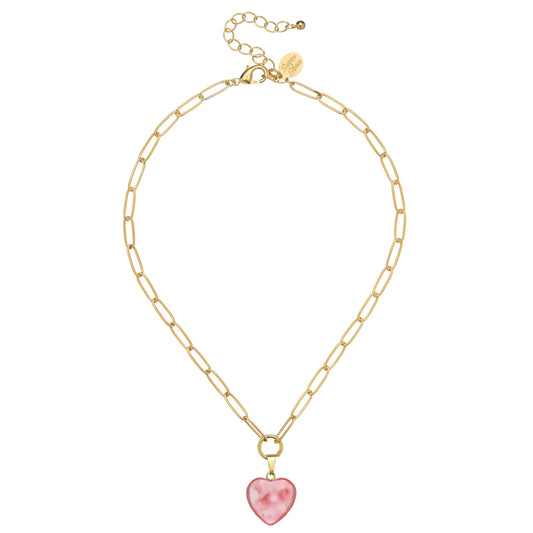 Susan Shaw - Necklace - Audrey Heart - Pink Quartz