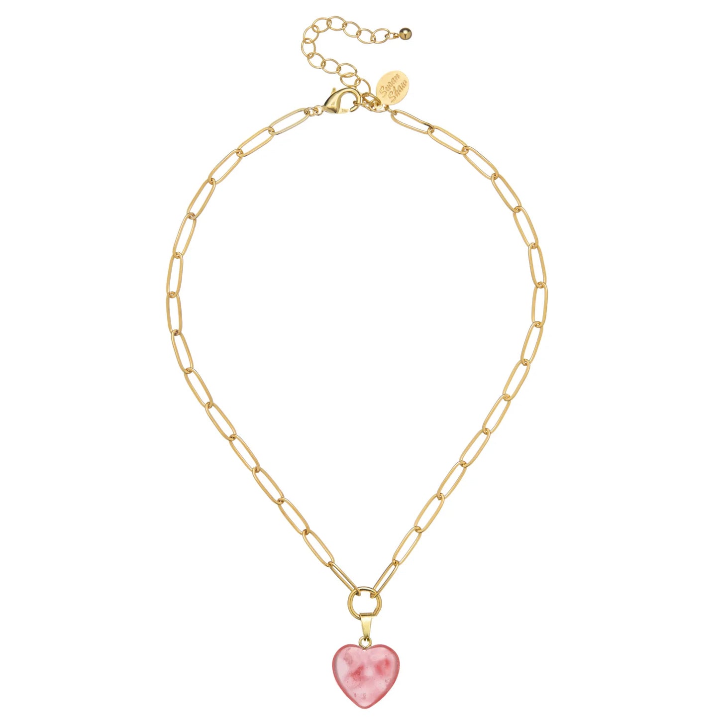 Susan Shaw - Necklace - Audrey Heart - Pink Quartz
