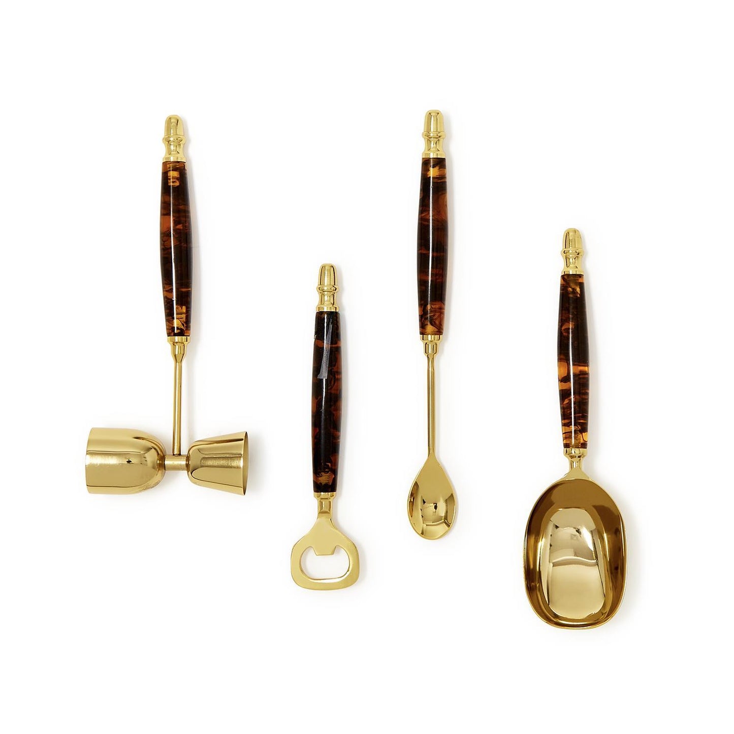 Bar Set with Stand - 4Pc Tortoise Print
