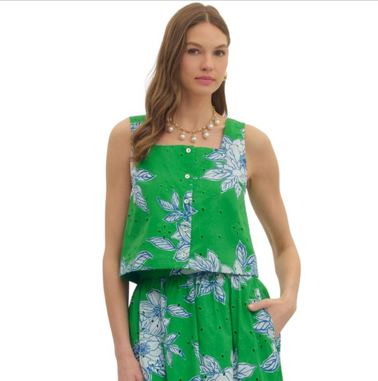 Entro- Top - Botanical Square Neck - Olive - Findlay Rowe Designs