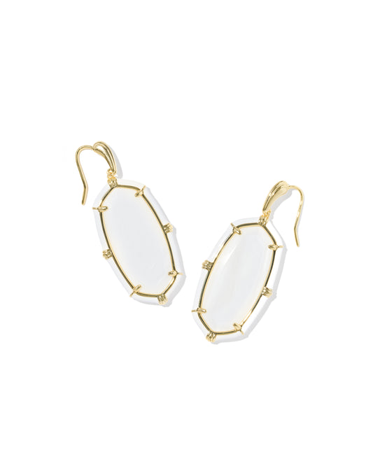 Kendra Scott - Earrings - Elle Enamel Drop Earrings Gold White Mother Of Pearl - Findlay Rowe Designs