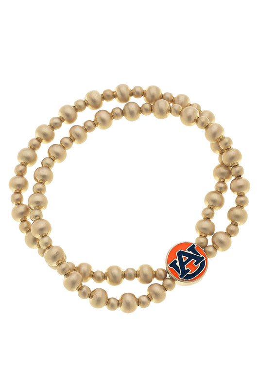 Auburn Tigers 2-Row Ball Bead Stretch Bracelet - Findlay Rowe Designs
