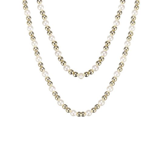 Natalie Wood - Adorned Pearl Beaded Necklace in Gold - Findlay Rowe Designs