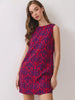 Dress - Mini - Sleeveless Damask - Red Blue - Findlay Rowe Designs