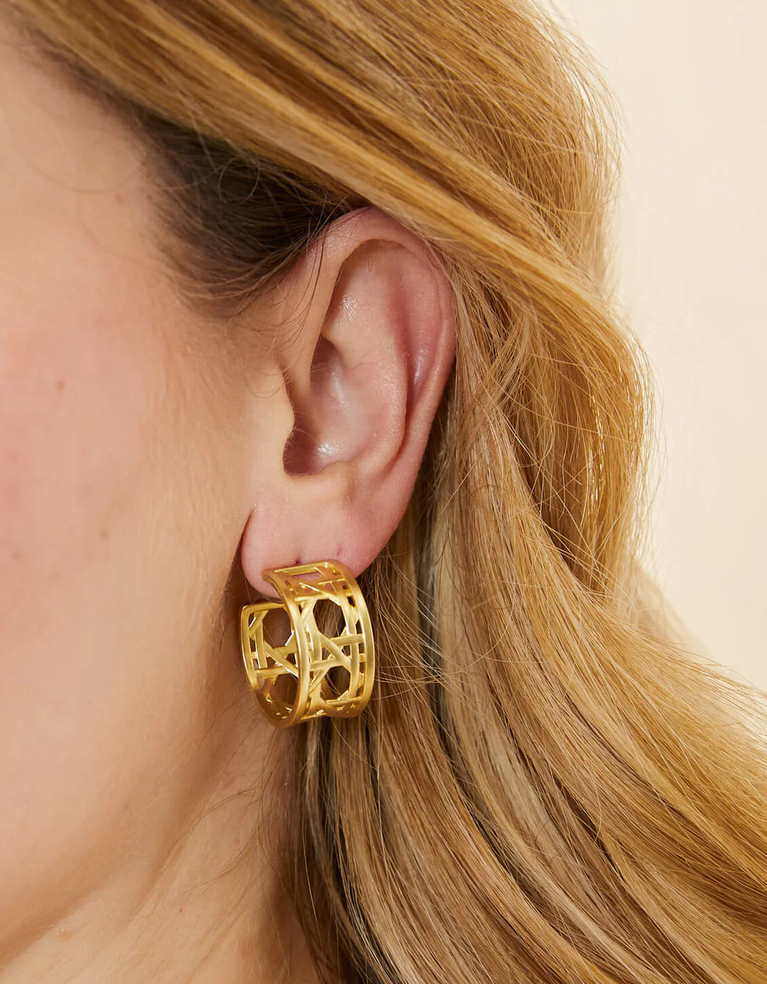 Spartina-Cane Midi Hoop Earrings Gold