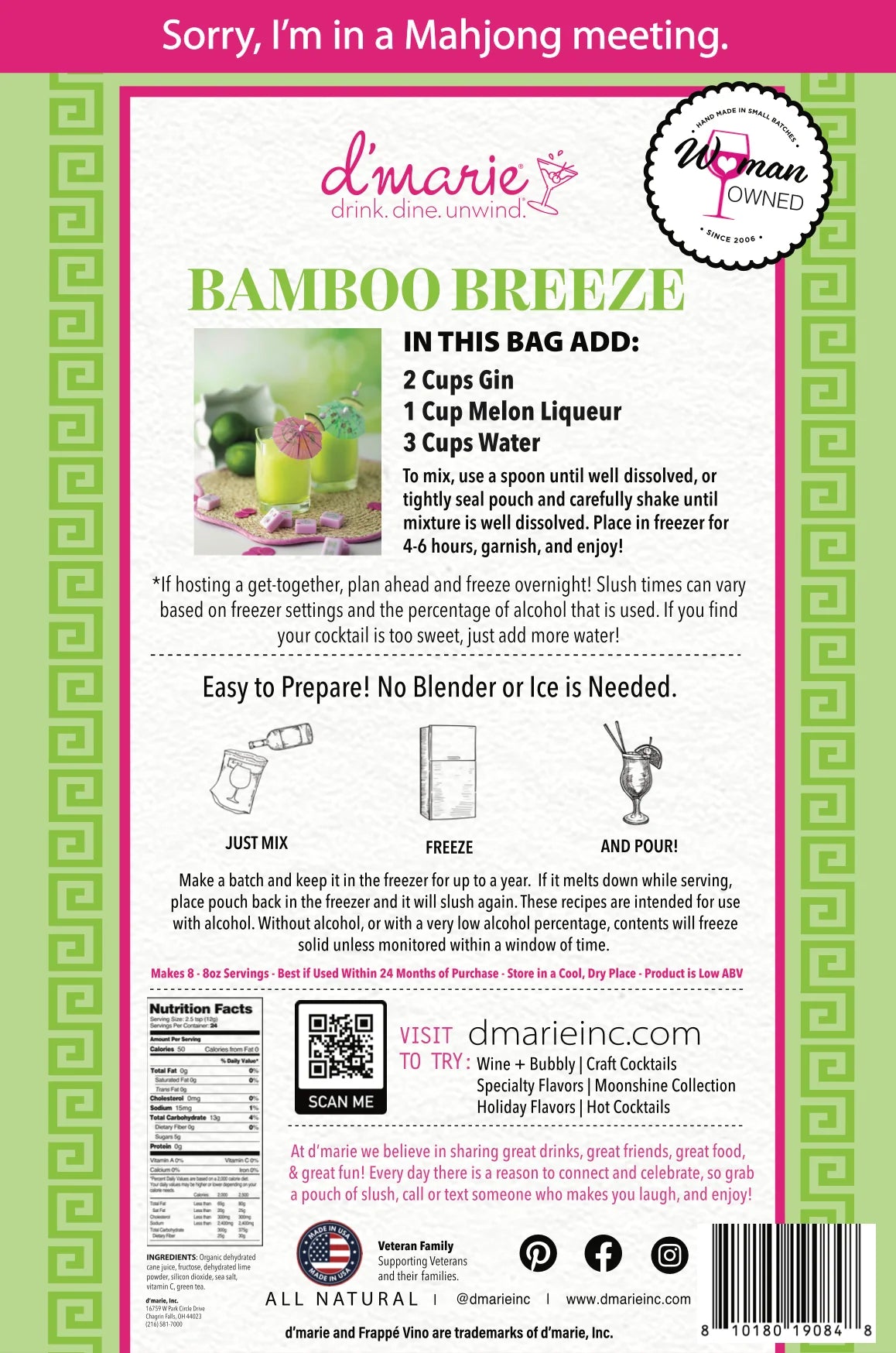 D'Marie - Frozen Cocktail Mix - Bamboo Breeze Mahjong - Findlay Rowe Designs