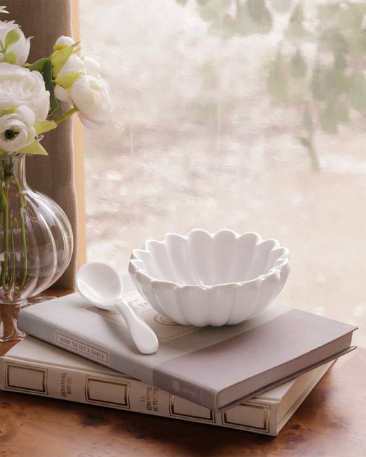 Beatriz Ball - Vida Vienna Bowl with Spoon - White - Findlay Rowe Designs