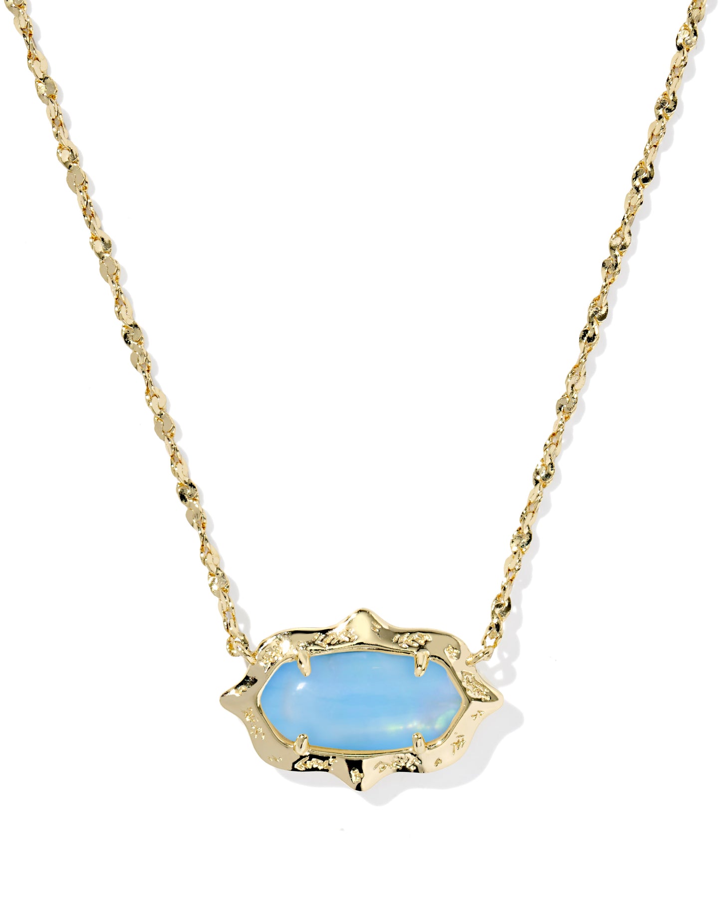 Kendra Scott - Necklace - Elisa Scallop Frame Gold Short Pendant - Sky Blue Iridescent Abalone - Findlay Rowe Designs