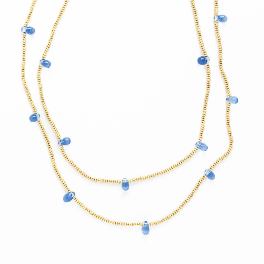 Ink & Alloy - Necklace - Portia Brass Necklace With Glass Beads - Blue - Findlay Rowe Designs