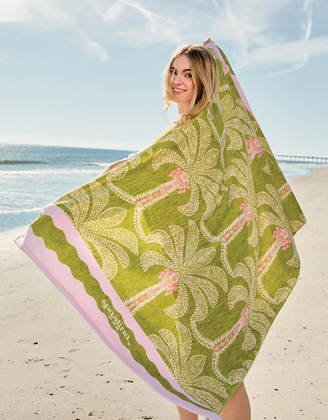 Spartina - Beach Towel - Castillo Green Palms - Findlay Rowe Designs