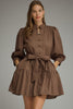 Entro - Dress - Mini Tiered Skirt Balloon sleeve - Brown - Findlay Rowe Designs
