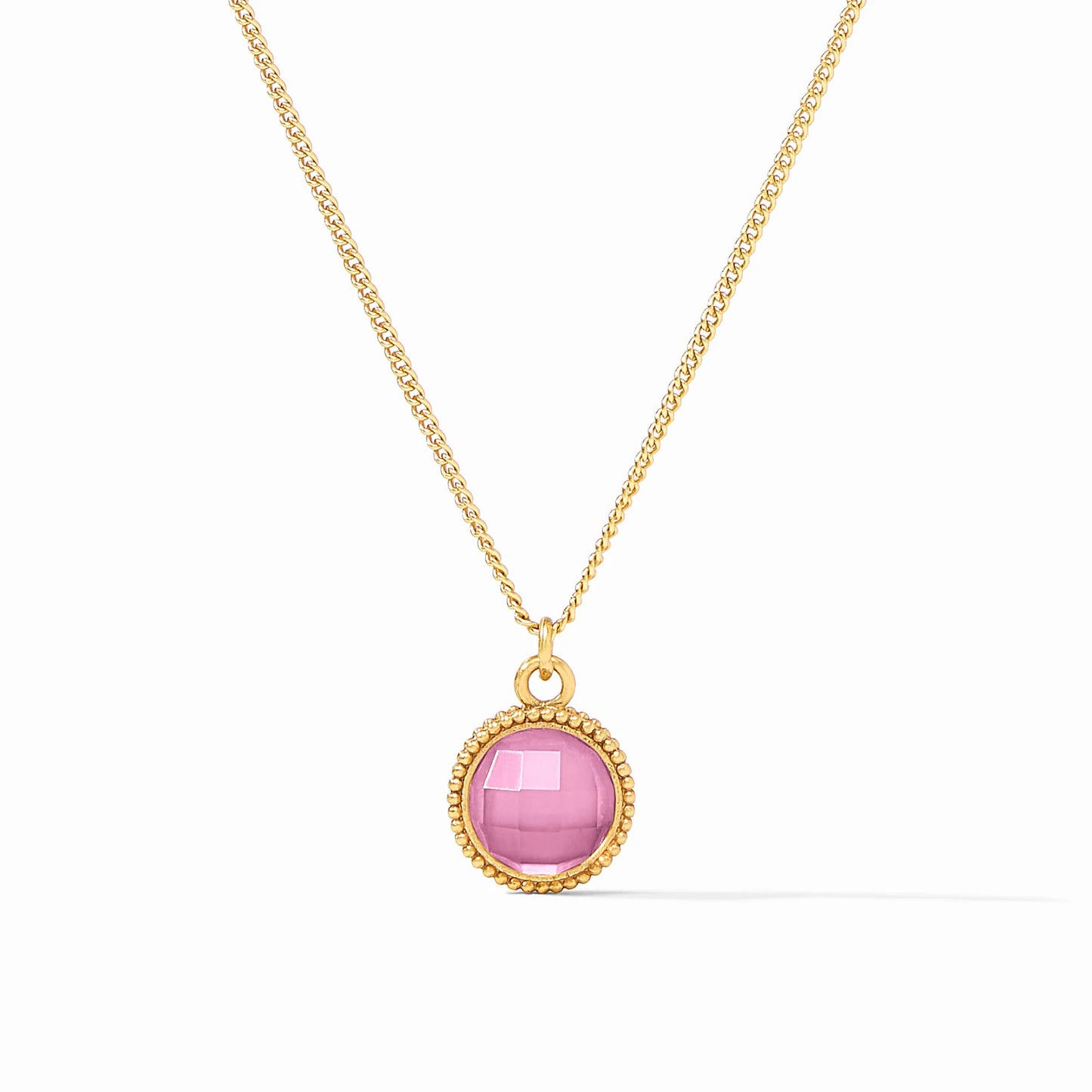 Julie Vos - Necklace - Fleur-de-Lis Solitaire - Iridescent  Tourmaline Pink
