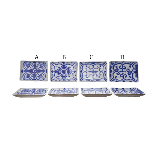Trinket Tray - Hand-Painted Stoneware Plate - Blue - Findlay Rowe Designs