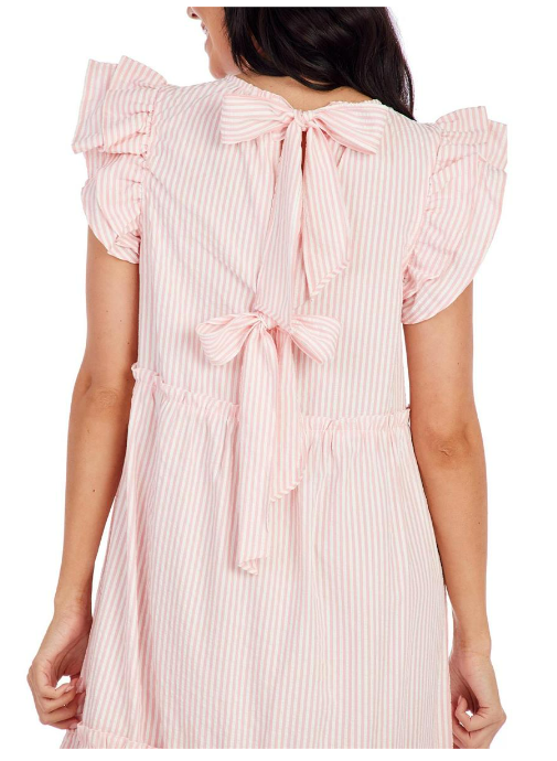 Mud Pie- Pink Stripe Bardot Maxi Dress