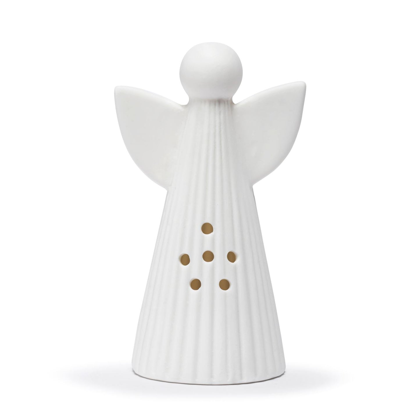 White LED Ceramic Large Angel Figure - 4x7"