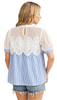 Jodifil - Top - Crochet Accent - Blue Stripe - Findlay Rowe Designs