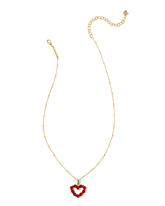 ASHTON HEART SHORT PENDANT NECKLACE GOLD RED GLASS - Findlay Rowe Designs