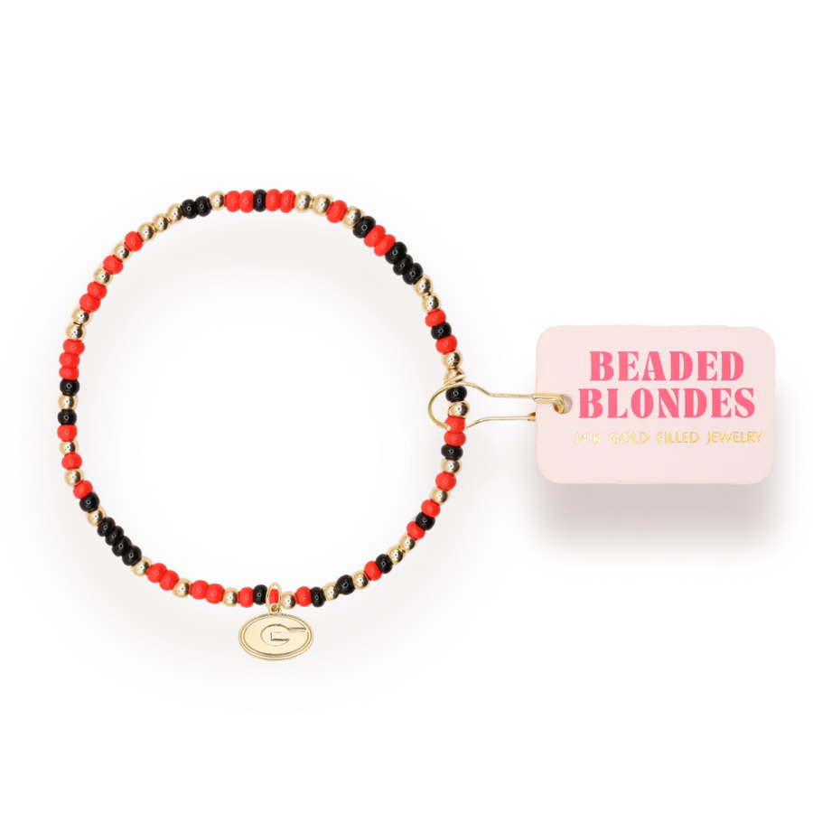 Beaded Blondes - Bracelet - Gold Collegiate Charm - On Color