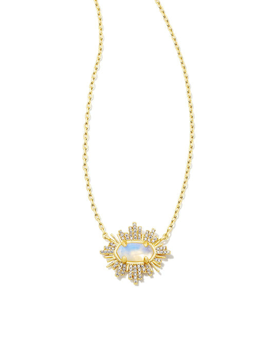 Kendra Scott- Grayson Sunburst Short Necklace Gold Iridescent Opalite