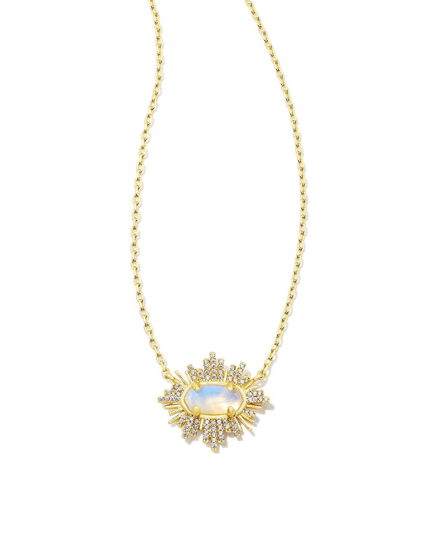 Kendra Scott- Grayson Sunburst Short Necklace Gold Iridescent Opalite