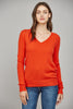 V Neck Long Sleeve Sweater Top - Orange Red - Findlay Rowe Designs