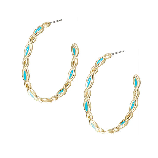 Natalie Wood- Bloom Hoop Earrings in Light Blue Enamel