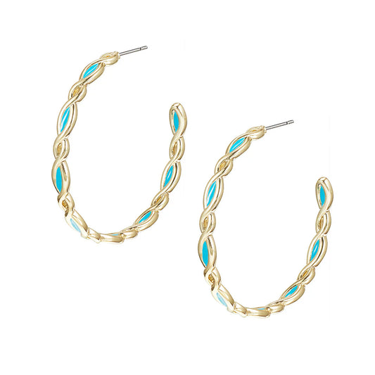 Natalie Wood - Bloom Hoop Earrings in Light Blue Enamel - Findlay Rowe Designs