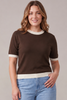 She + Sky - Top - Short Sleeve Color Block Sweater - Brown - Findlay Rowe Designs