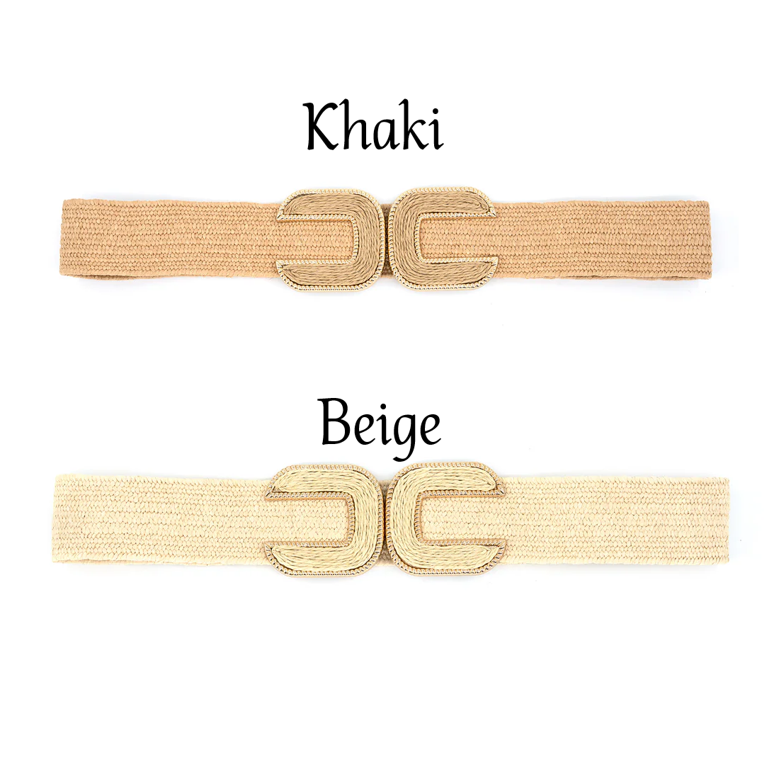 B&C Bags - Elastic Belt - Straw - Gold Trim - Findlay Rowe Designs