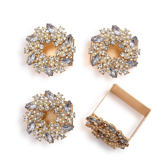 Napkin Rings - Jeweled Wreath Square - Set of 4 Gift Boxed - Findlay Rowe Designs