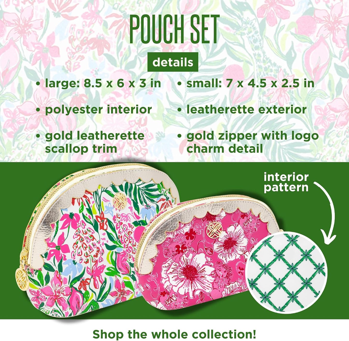 Lilly Pulitzer - Scallop Pouch Set - Glowing Gardens - Feeling Poppy - Findlay Rowe Designs