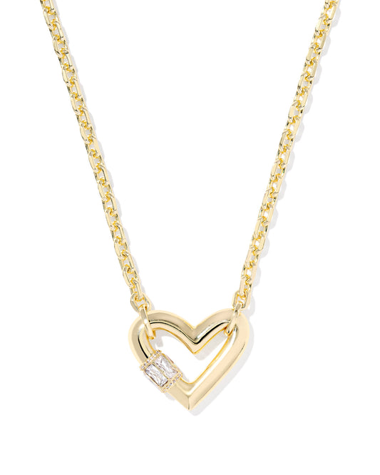 Kendra Scott - Necklace - Emery Heart Short Pendant -  Gold White Cz