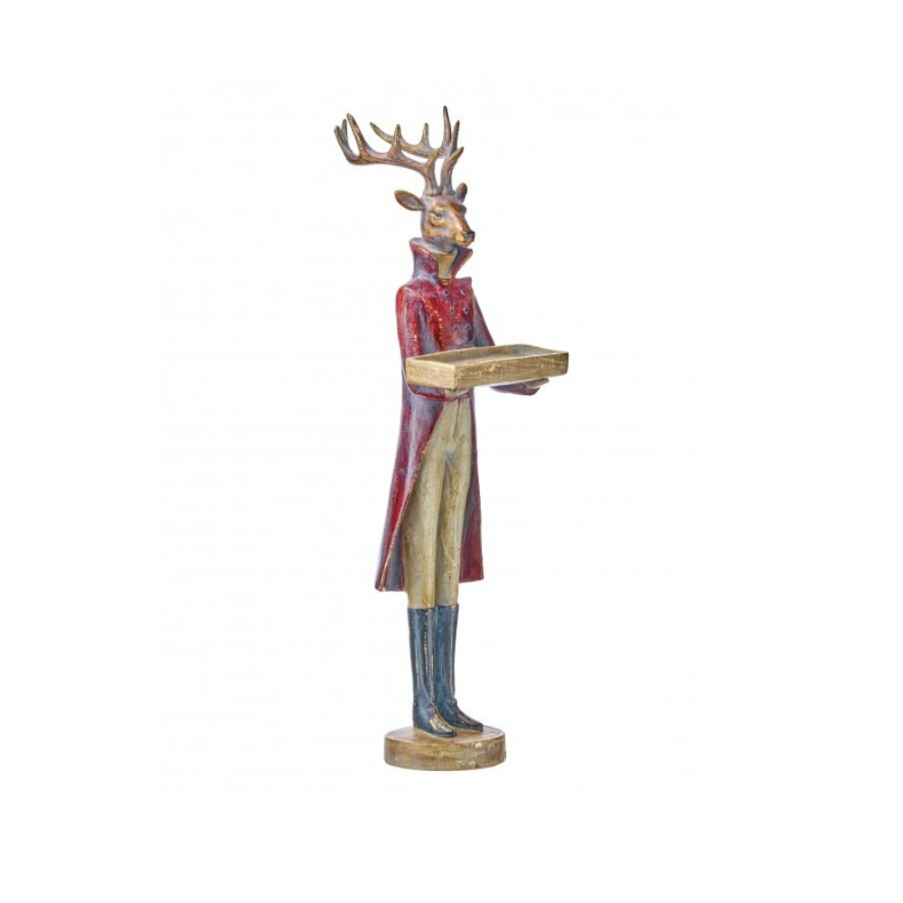 Statue - Resin Gentlemen Deer Holding Tray - 26"
