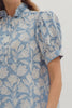 Entro - Top - Botanical Embroidery Puff Sleeve - Chambray - Findlay Rowe Designs