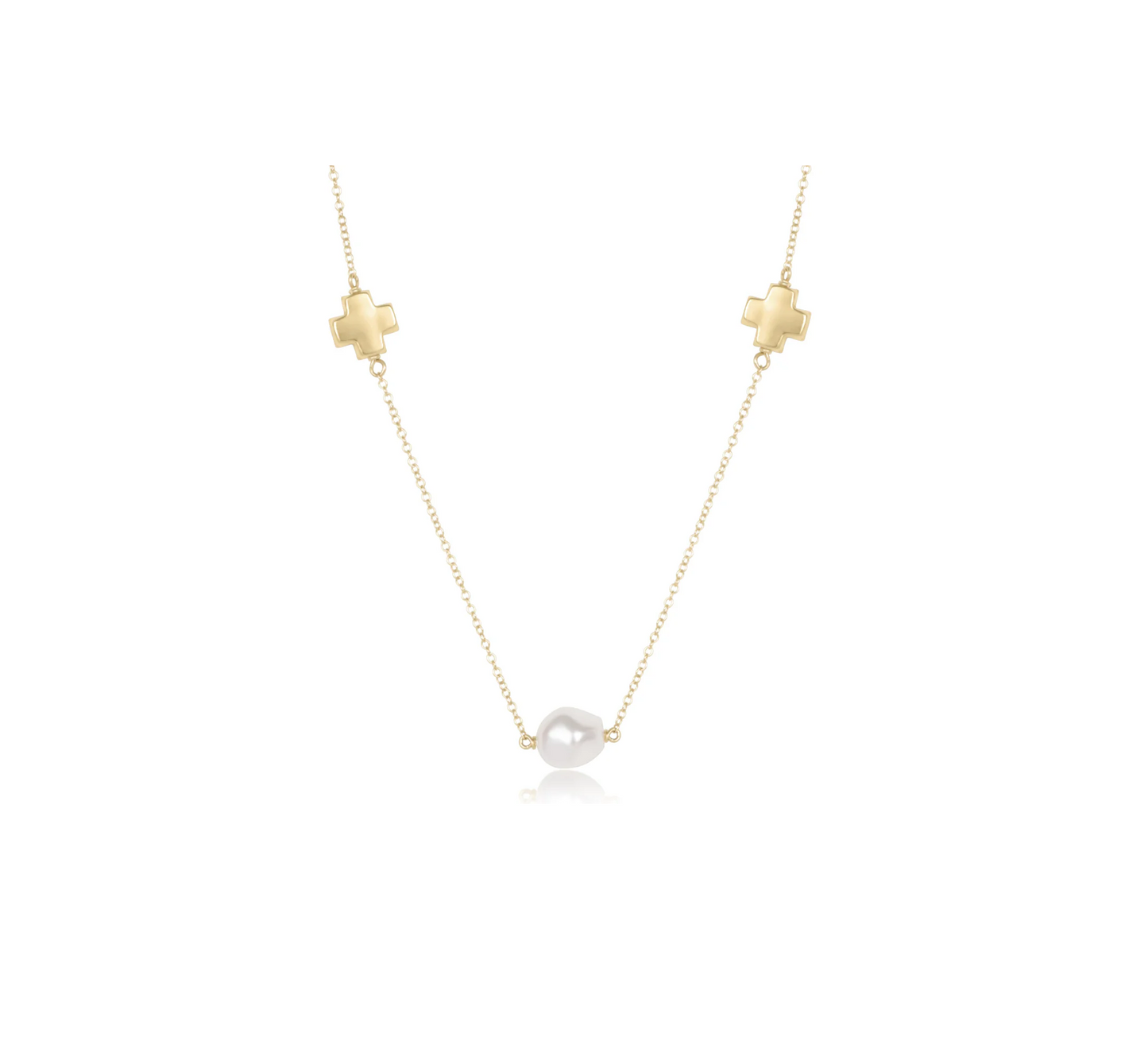Enewton - Choker Signature Cross Admire Simplicity Chain Gold - Pearl - 17in