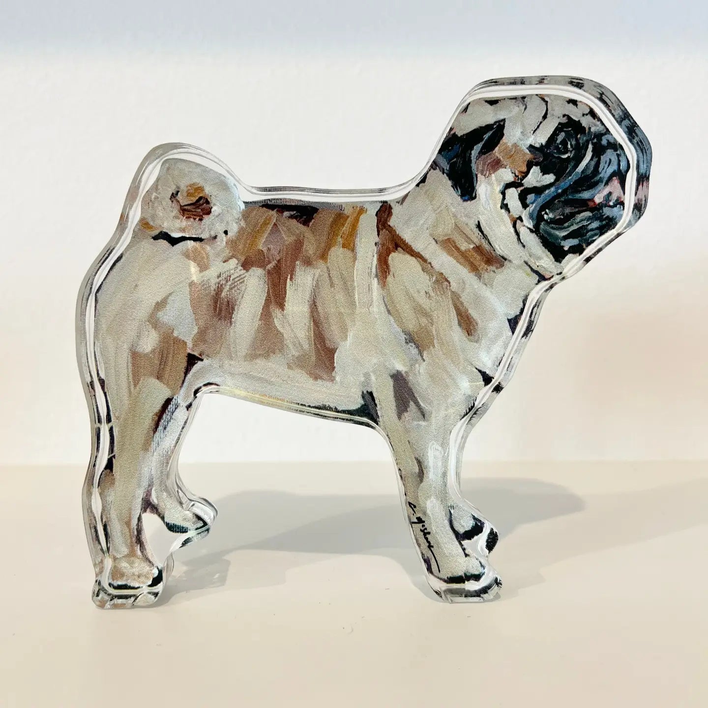 Chelsea McShane -  Acrylic Shelfie - Pug Fawn - Large - Findlay Rowe Designs