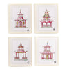 Wall Art Prints - White Beaded Framed - Pink Pagoda - Findlay Rowe Designs