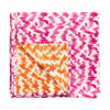 Caspari - Tablecloth - Reversible Kantha - Orange & Fuchsia Modern Moiré