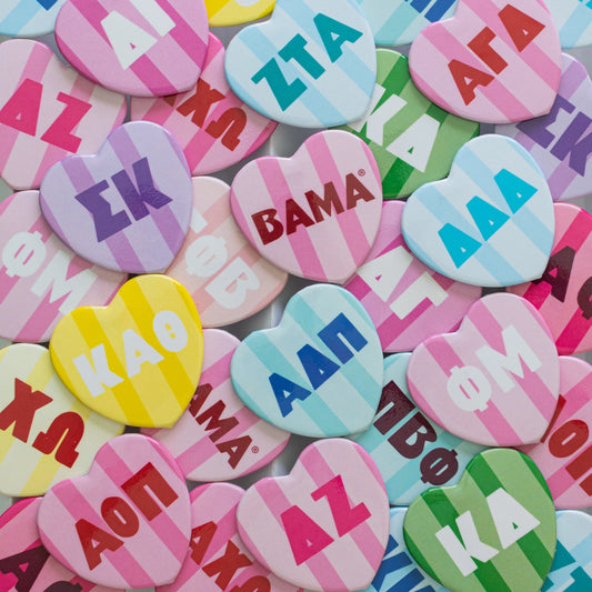 Swag - Button - Sorority - Cabana Stripe Heart - Findlay Rowe Designs