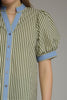 Entro - Top - V-Neck Puff Contrast Binding - Olive - Findlay Rowe Designs