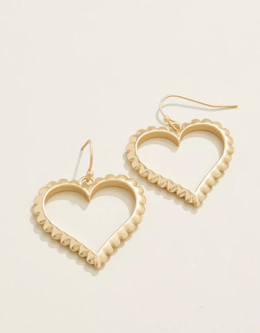 Spartina- Scalloped Heart Earrings Gold - Findlay Rowe Designs