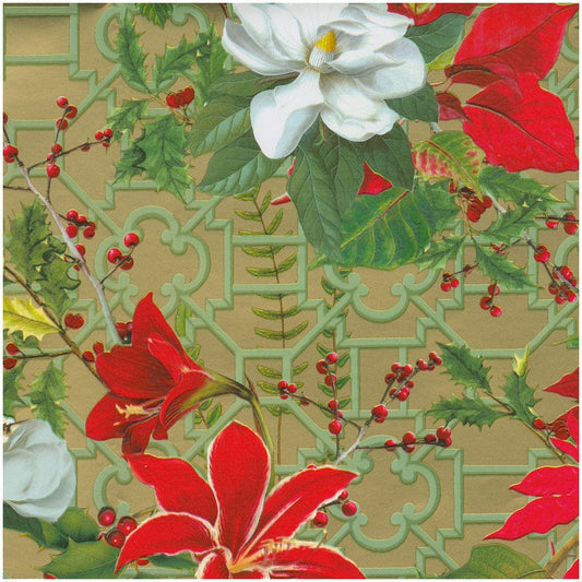 Caspari - Wrapping Paper - Christmas Garden Gold - NO SHIP - STORE PICKUP - Findlay Rowe Designs