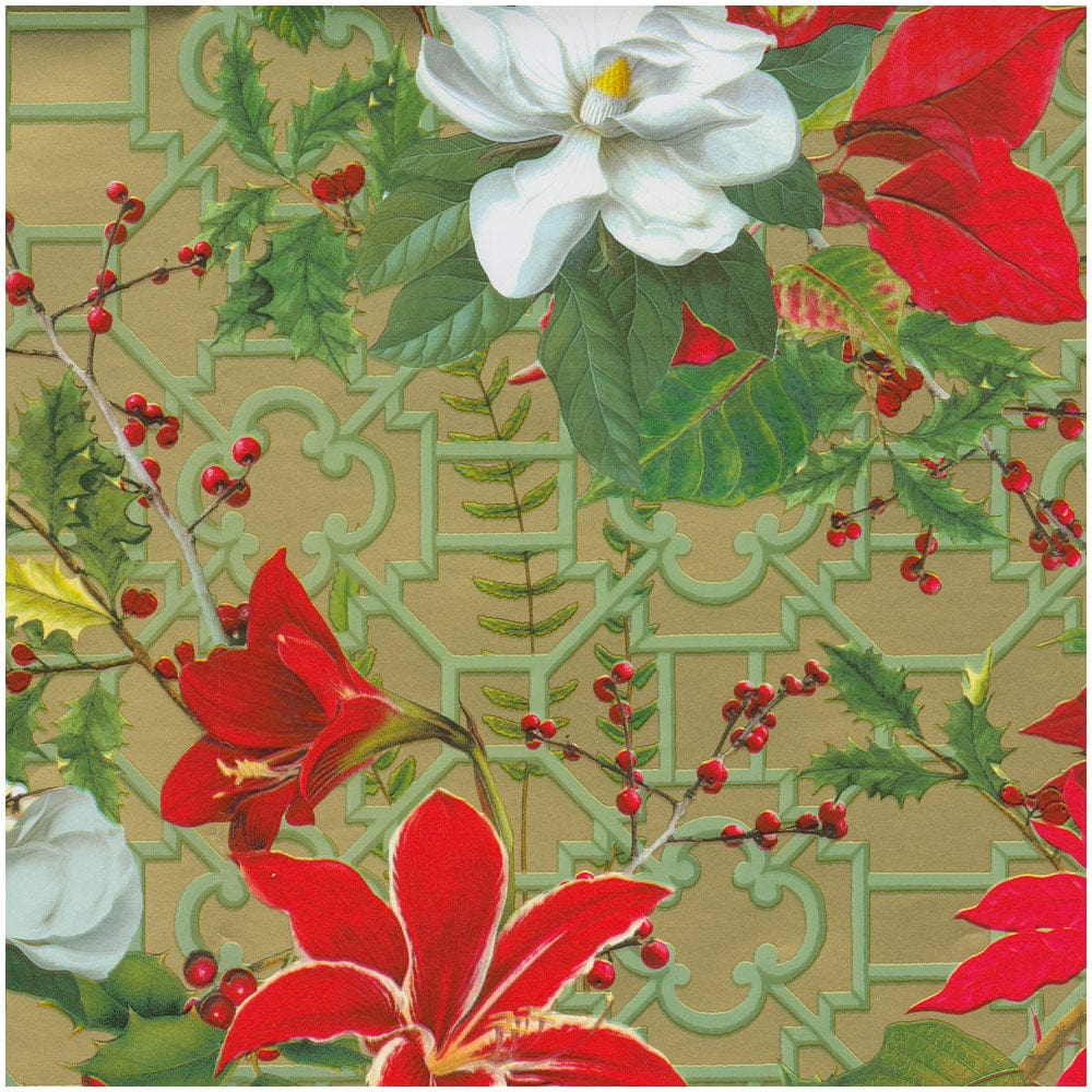 Caspari - Wrapping Paper - Christmas Garden Gold - NO SHIP - STORE PICKUP - Findlay Rowe Designs