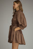 Entro - Dress - Mini Tiered Skirt Balloon sleeve - Brown - Findlay Rowe Designs