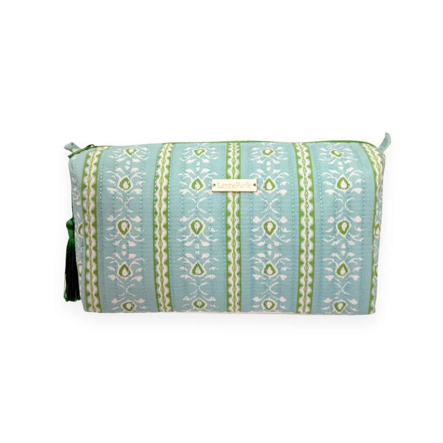 Laura Park - Signature Cosmetic Bag - Rosemary Stripe Blue - Large - Findlay Rowe Designs