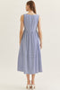 Entro - Dress - Midi Sleeveless Striped Cutout Embroidery - Navy - Findlay Rowe Designs