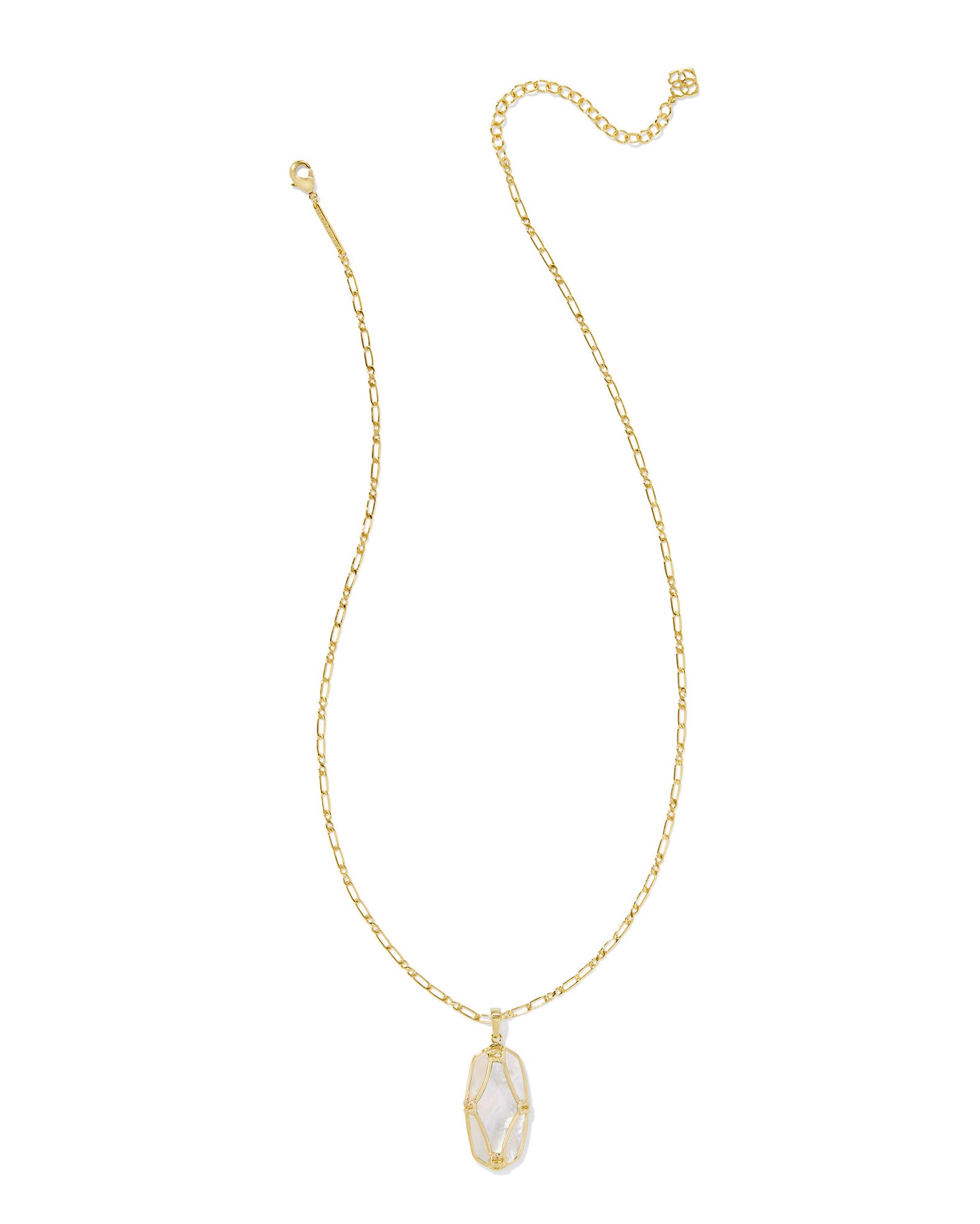 Kendra Scott - Necklace - Elle Lattice Frame Gold Large Long Pendant Necklace - Ivory Mother of Pearl - Findlay Rowe Designs