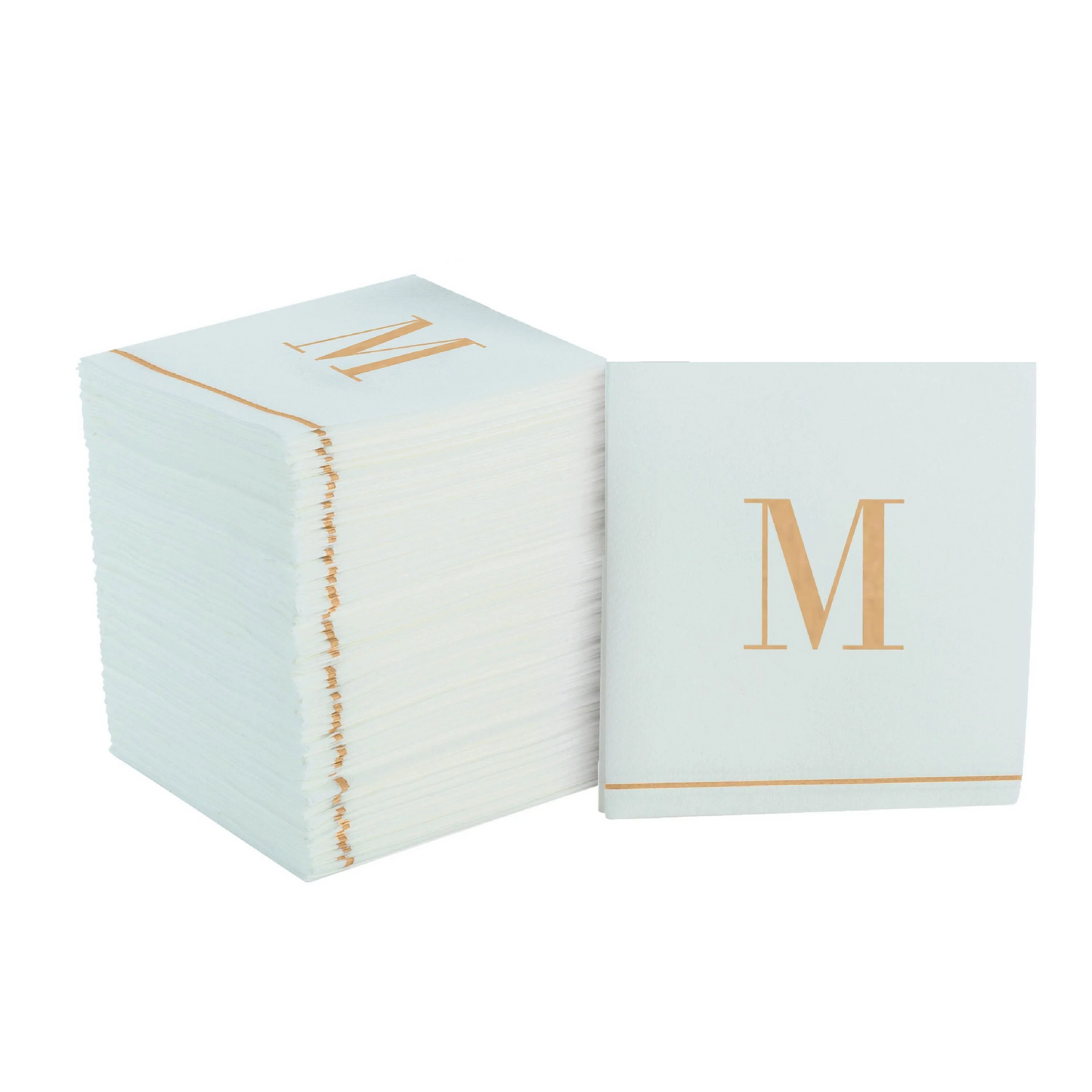 Luxe Party - Cocktail Napkins - White Gold Monogram