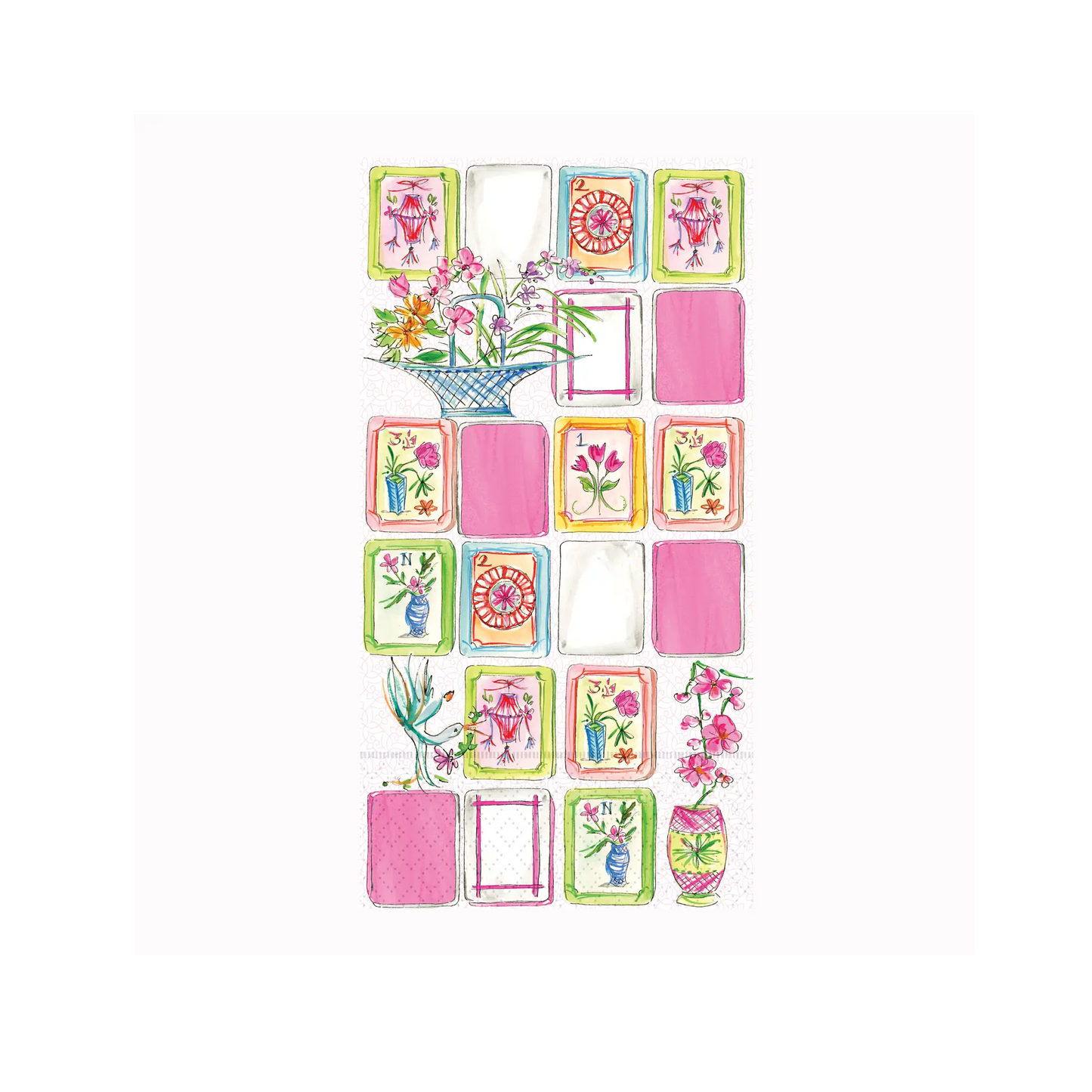 Rosanne Beck - Guest Towel Napkin - Mahjong Pink