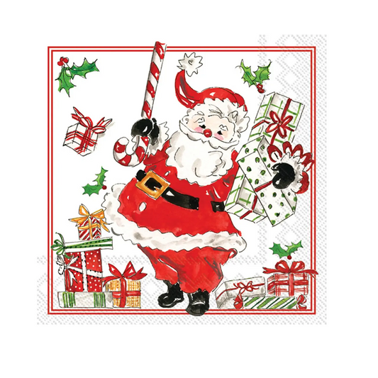 Rosanne Beck - Cocktail Napkins - Holly Jolly Santas - Findlay Rowe Designs